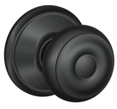 Schlage Georgian Series F10 GEO 622 Passage Knob, Metal, Matte Black, 2-3/8, 2-3/4 in Backset, 1.63 x 2.25 in Strike